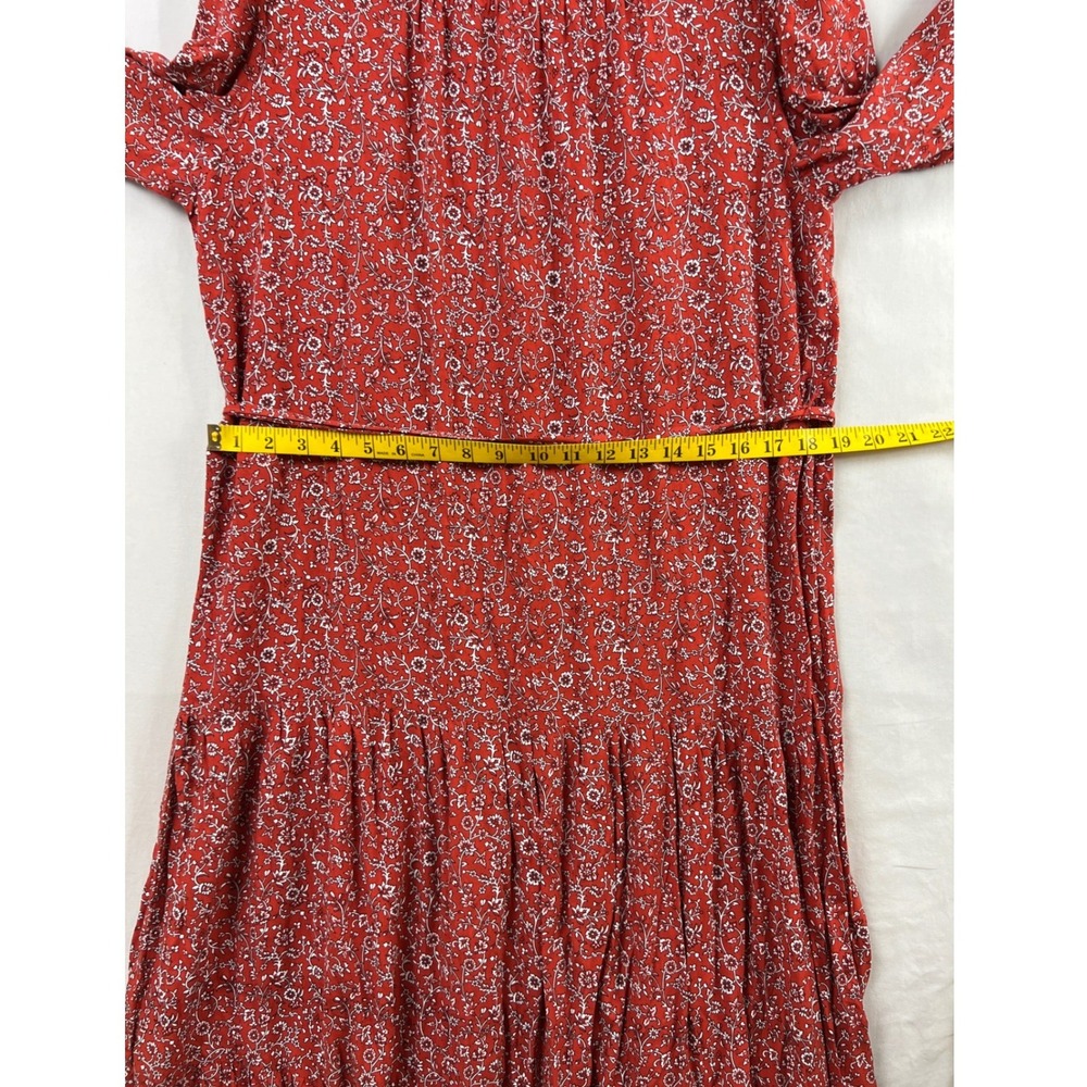 Max Studio Maxi Dress Womens Large Red Floral Tiered Button Front Boho NEW - Picture 8 of 12